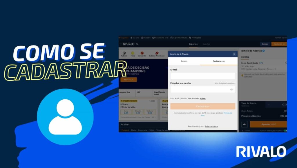 como registrar uma conta e começar a apostar no site Rivalo no Brasil