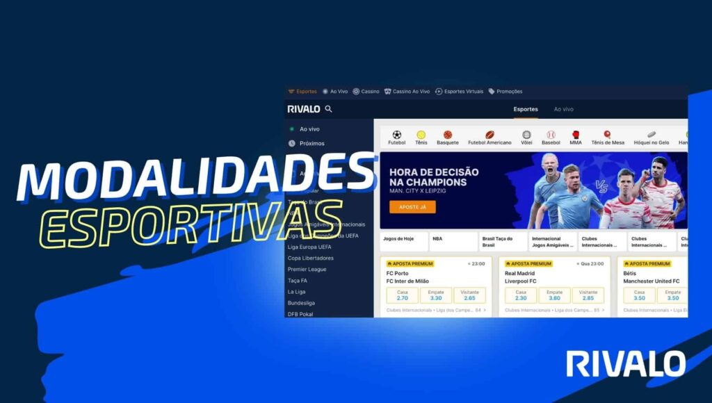 disciplinas esportivas para apostas no site da Rivalo Brasil