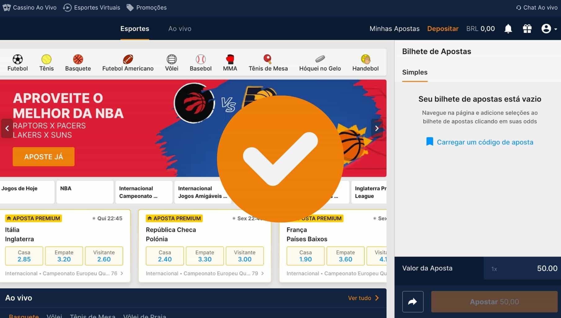 a passo final do registro no site Rivalo BR